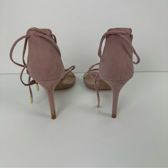 Lulus Dusty Pink Suede Aimee Open Toe Ankle Wrap Tie Heels Size 8.5 - Picture 7 of 17